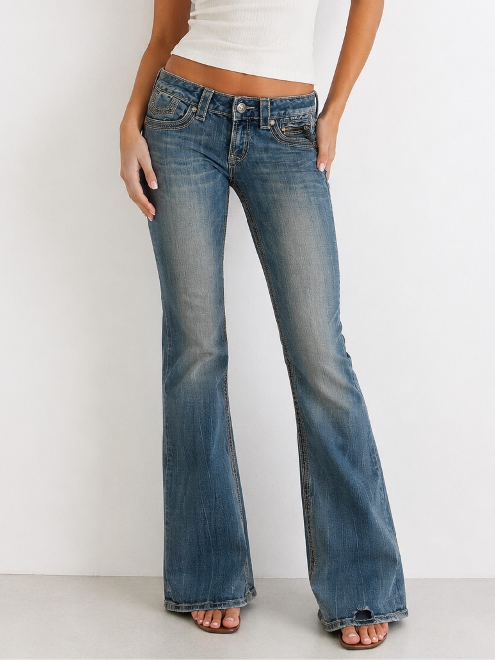 Rock & Republic for Express Bootcut Jeans Size 6 Medium Wash Y2K Low Rise Stretc